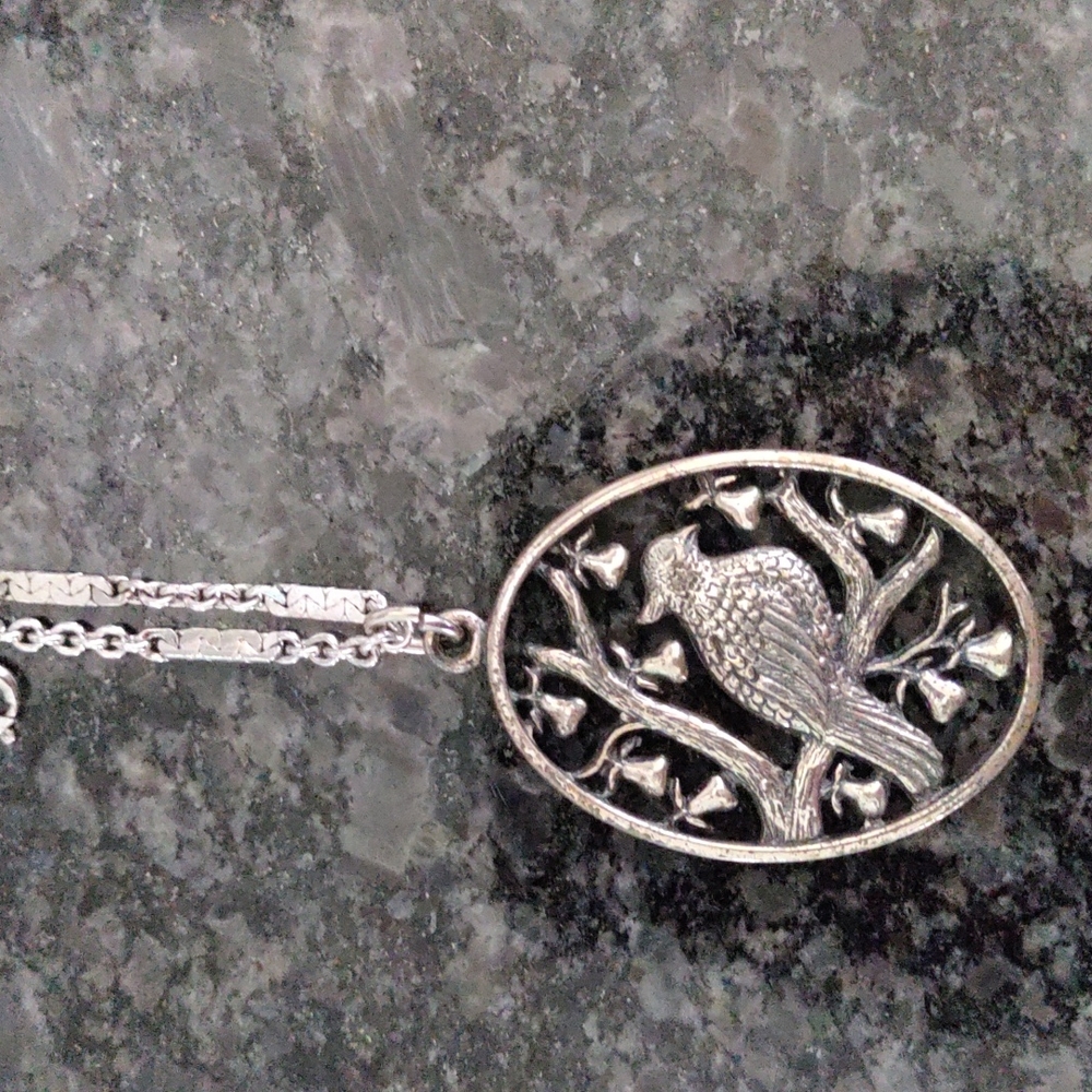 Silver Danecraft Partridge In A Pear Tree Necklac… - image 2